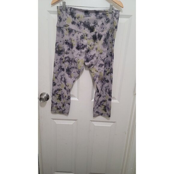 LULULEMON ALIGN HIGH RISE TIE DYE PURPLE GREEN AND BLACK PULL ON ANKLE LEGGING S - Picture 3 of 10